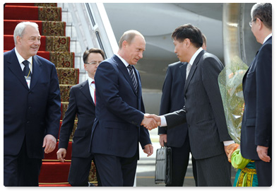 В.В.Путин прибыл в Монголию с официальным визитом