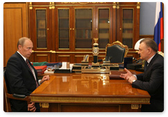 Prime Minister Vladimir Putin met with Ryazan Regional Governor Oleg Kovalev