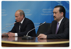 В.В.Путин и Премьер-министра Казахстана К.К.Масимов выступили по итогам российско-казахстанских переговоров с заявлениями для прессы