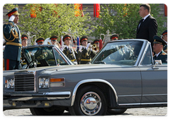 Defence Minister Anatoly Serdyukov at the Victory Day parade on Red Square, celebrating the 64th anniversary of Victory in the Second World War.|9 may, 2009|13:16