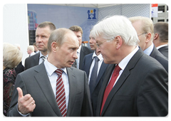 Prime Minister Vladimir Putin and German Vice Chancellor and Foreign Minister Frank-Walter Steinmeier visited the construction site of the Federal Research and Clinical Centre of Pediatric Hematology, Oncology and Immunology|10 june, 2009|19:28