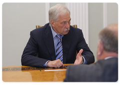 United Russia leader Boris Gryzlov at a meeting with Prime Minister Vladimir Putin|28 june, 2009|20:43