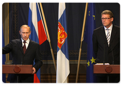 Russian Prime Minister Vladimir Putin and Finnish Prime Minister Matti Vanhanen have held a joint press conference after the Russian-Finnish intergovernmental talks|2 june, 2009|18:48