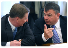 Deputy Prime Minister Sergei Ivanov and Defence Minister Anatoly Serdyukov at a meeting of a Government commission on foreign investment|8 june, 2009|16:18