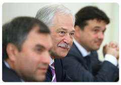 Chairman of the Party’s Supreme Council and speaker of the State Duma Boris Gryzlov during a meeting between Prime minister Vladimir Putin and the representatives of the United Russia political party|8 june, 2009|18:42