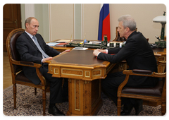 Prime Minister Vladimir Putin during a meeting with Education and Science Minister Andrei Fursenko|1 july, 2009|14:30