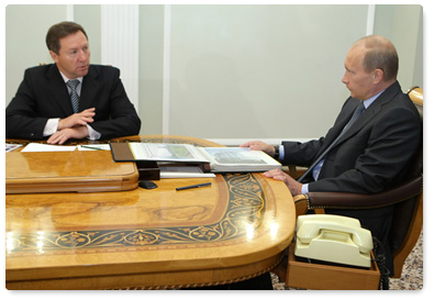 Prime Minister Vladimir Putin held a working meeting with the Governor of Lipetsk Region Oleg Korolev