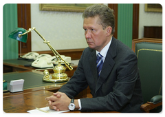 Deputy Chairman of the Board of Directors, Chairman of Gazprom's Management Committee, Alexei Millerat at a working meeting with Prime Minister Vladimir Putin|25 july, 2009|20:00