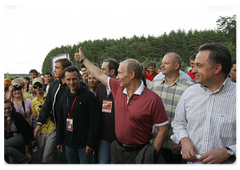 Prime Minister Vladimir Putin at the Seliger-2009 youth camp in the Tver Region, where the National Educational Forum is taking place|25 july, 2009|23:32