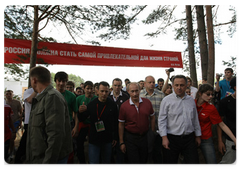 Prime Minister Vladimir Putin at the Seliger-2009 youth camp in the Tver Region, where the National Educational Forum is taking place|27 july, 2009|12:06