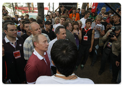 Prime Minister Vladimir Putin at the Seliger-2009 youth camp in the Tver Region, where the National Educational Forum is taking place|27 july, 2009|12:16