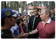 Prime Minister Vladimir Putin at the Seliger-2009 youth camp in the Tver Region, where the National Educational Forum is taking place|27 july, 2009|12:35