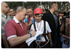 Prime Minister Vladimir Putin at the Seliger-2009 youth camp in the Tver Region, where the National Educational Forum is taking place|27 july, 2009|12:47