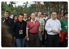 Prime Minister Vladimir Putin at the Seliger-2009 youth camp in the Tver Region, where the National Educational Forum is taking place|27 july, 2009|12:48