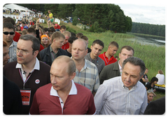 Prime Minister Vladimir Putin at the Seliger-2009 youth camp in the Tver Region, where the National Educational Forum is taking place|27 july, 2009|13:34