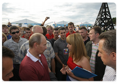 Prime Minister Vladimir Putin at the Seliger-2009 youth camp in the Tver Region, where the National Educational Forum is taking place|27 july, 2009|13:41