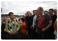 Prime Minister Vladimir Putin at the Seliger-2009 youth camp in the Tver Region, where the National Educational Forum is taking place|27 july, 2009|14:31