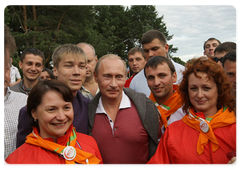 Prime Minister Vladimir Putin at the Seliger-2009 youth camp in the Tver Region, where the National Educational Forum is taking place|27 july, 2009|14:38