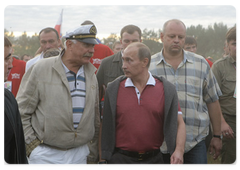 Prime Minister Vladimir Putin at the Seliger-2009 youth camp in the Tver Region, where the National Educational Forum is taking place|27 july, 2009|14:45