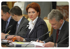 Minister of Agriculture Yelena Skrynnik at a Government meeting|30 july, 2009|14:47