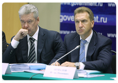 Russian Deputy Prime Minister and Head of the Government Staff Sergei Sobyanin and  First Deputy Prime MinisterIgor Shuvalov during a  meeting of the Government Commission on Regional Development in Kislovodsk|10 august, 2009|18:22