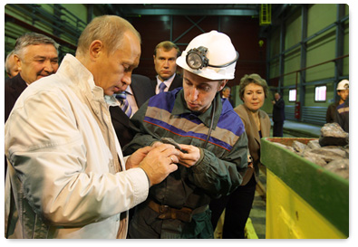 Prime Minister Vladimir Putin attended the ceremony of commissioning the Mir open pit mine in Yakutia
