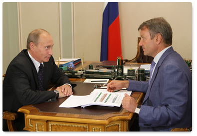 Prime Minister Vladimir Putin held a working meeting with Sberbank CEO German Gref