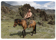 Prime Minister Vladimir Putin took a day off on Monday and spent it in Tyva|4 august, 2009|19:49
