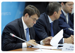 Transport Minister Igor Levitin at a meeting on public-private partnership as the basis of post-crisis regional development in Novomoskovsk, Tula Region|14 september, 2009|17:00