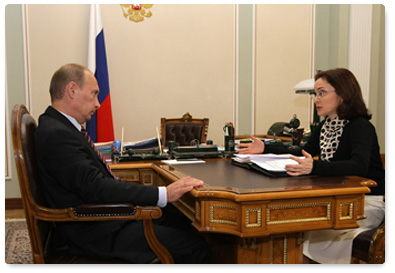 Prime Minister Vladimir Putin met with Minister of Economic Development Elvira Nabiullina