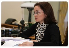 Minister of Economic Development Elvira Nabiullina meeting with Prime Minister Vladimir Putin|7 september, 2009|17:29