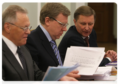 Deputy Prime Minister Sergei Ivanov and Finance Minister Alexei Kudrin attending the meeting on establishing the Kurchatov Institute research centre|12 january, 2010|16:37
