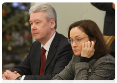 Head of the Government Executive Office Sergei Sobyanin and Economic Development Minister Elvira Nabiullina attending the meeting on establishing the Kurchatov Institute research centre|12 january, 2010|16:37