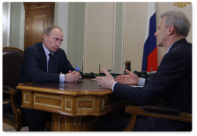 Prime Minister Vladimir Putin has a  meeting with Education and Science Minister Andrei Fursenko