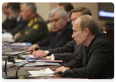 Prime Minister Vladimir Putin at a meeting in Voronezh to discuss re-equipping the Russian Armed Forces with cutting-edge arms and military machinery to enhance their command, reconnaissance and communication capabilities|18 january, 2010|18:44