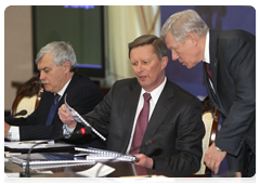 Voronezh Governor Alexei Gordeyev, Deputy Prime Minister Sergei Ivanov and Federal Spaced Agency Chief Anatoly Perminov during the meeting on the defence industrial complex|18 january, 2010|18:44