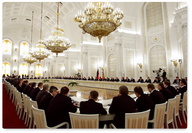 Prime Minister Vladimir Putin defends the political process at a meeting of the State Council