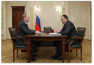 Prime Minister Vladimir Putin meets with the President of the Chuvash Republic Nikolai Fyodorov
