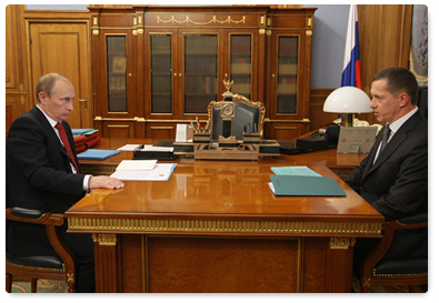 Prime Minister Vladimir Putin holds a meeting with Natural Resources and Environment Minister Yuri Trutnev