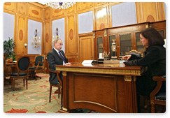Prime Minister Vladimir Putin meets with Economic Development Minister Elvira Nabiullina