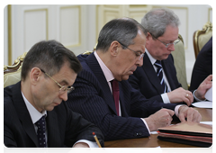 Ministry of the Interior Rashid Nurgaliyev , Ministry of Foreign Affairs  Sergei Lavrov and Ministry of Regional Development Viktor Basargin at a session of the Russian Government Presidium|29 january, 2010|17:27