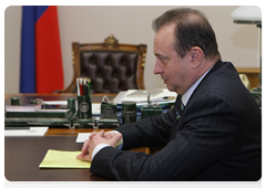 Vladimir Strzhalkovsky, director general and chairman of the board of Norilsk Nickel at a meeting with Prime Minister Vladimir Putin|30 january, 2010|18:48