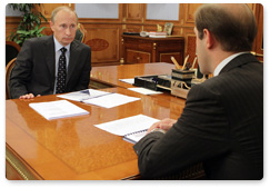 Prime Minister Vladimir Putin meeting with Deputy Minister of Industry and Trade Denis Manturov