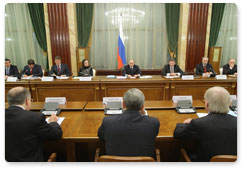 Prime Minister Vladimir Putin attends a meeting of the General Council of the public organisation Delovaya Rossiya (Business Russia)