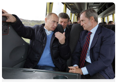 Prime Minister Vladimir Putin in the village of Nekrasovskoye, near Sochi, where people are being rehoused who have been displaced from the Imereti Valley to make way for the 2014 Olympic facilities|13 october, 2010|17:51