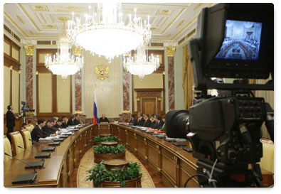 Prime Minister Vladimir Putin chairs a meeting of the Russian government