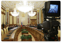 Prime Minister Vladimir Putin chairs a meeting of the Russian government