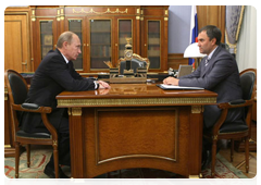 Prime Minister Vladimir Putin meeting with Vyacheslav Volodin, appointed deputy prime minister and chief of the Government Executive Office by a presidential decree today|21 october, 2010|19:22