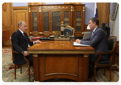 Prime Minister Vladimir Putin meeting with Vyacheslav Volodin, appointed deputy prime minister and chief of the Government Executive Office by a presidential decree today|21 october, 2010|19:22