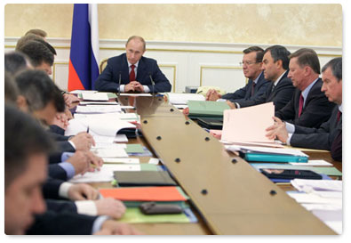 Prime Minister Vladimir Putin chairs a meeting of the Government Presidium